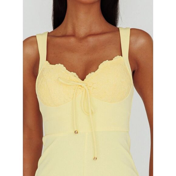 NWT Saints and Secrets Yellow Corset Top Pant / Jumpsuit - Picture 2 of 9